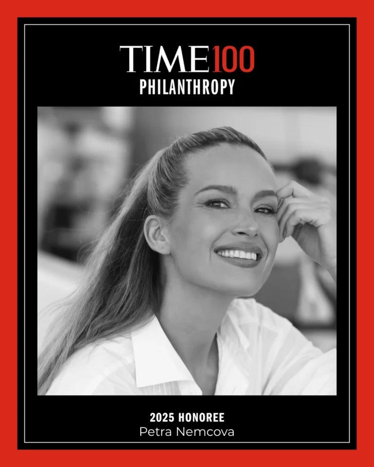 Image of Petra Nemcova with a TIME100 border, the header reads TIME100 Philanthropy, and below the image reads 2025 Honoree Petra Nemcova