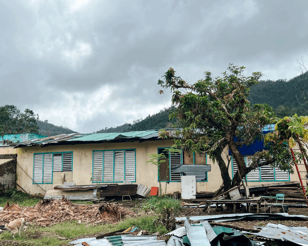 A building at the Obi School damaged from the typhoon