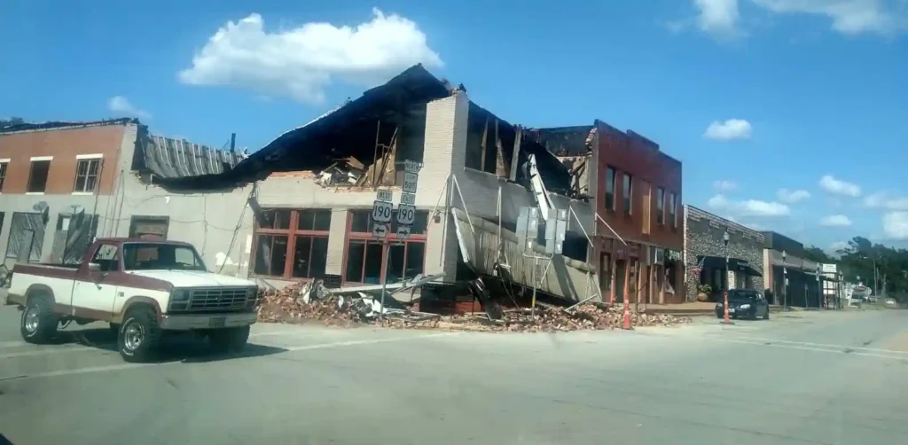 Damage from hurricanes Laura