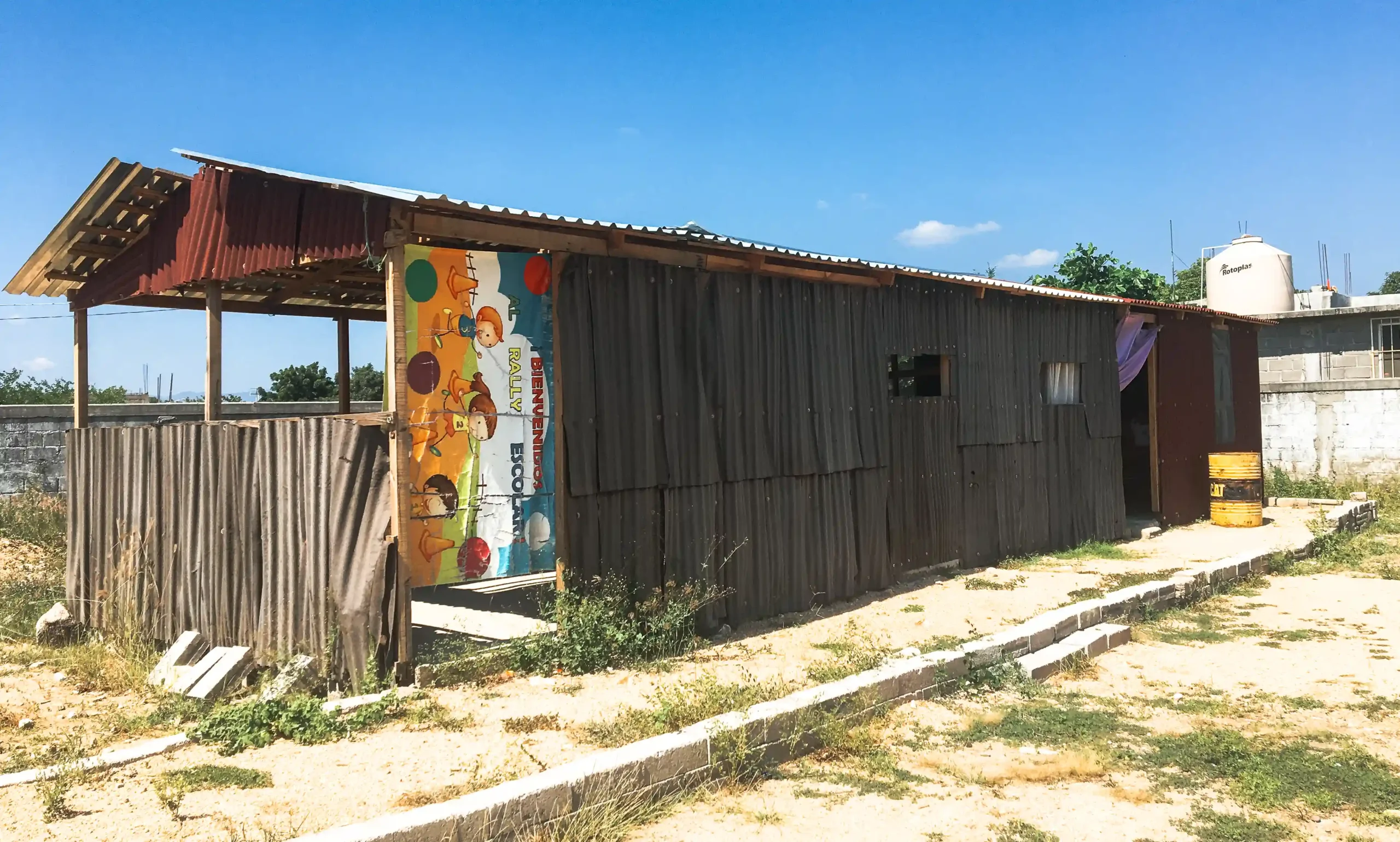 A dilapidated school building