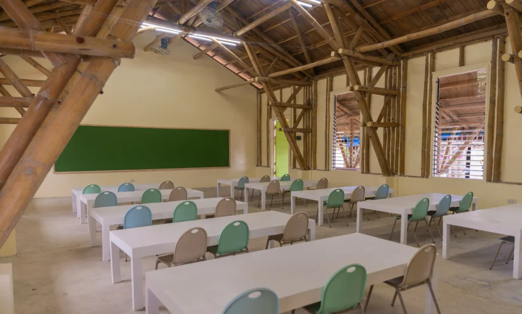 Inside a newly constructed classroom in the Philippines