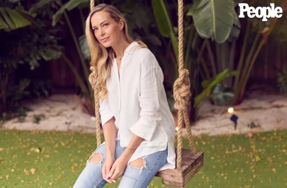 Image of Petra Nemcova on a swing in her backyard