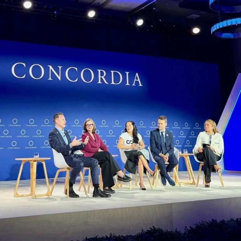 Panel of leaders in the disaster-relief space speaking at Concordia Annual Summit