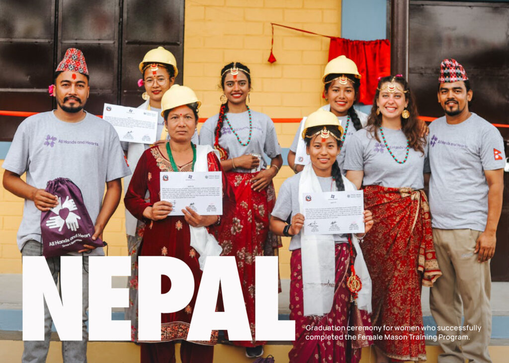 Image of a graduation ceremony for women who successfully completed the Female Mason Training Program.