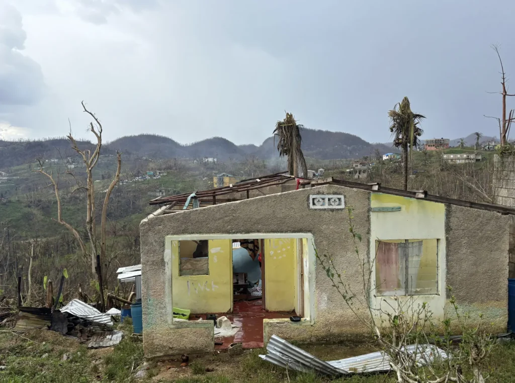 A destroyed home in Accompong.