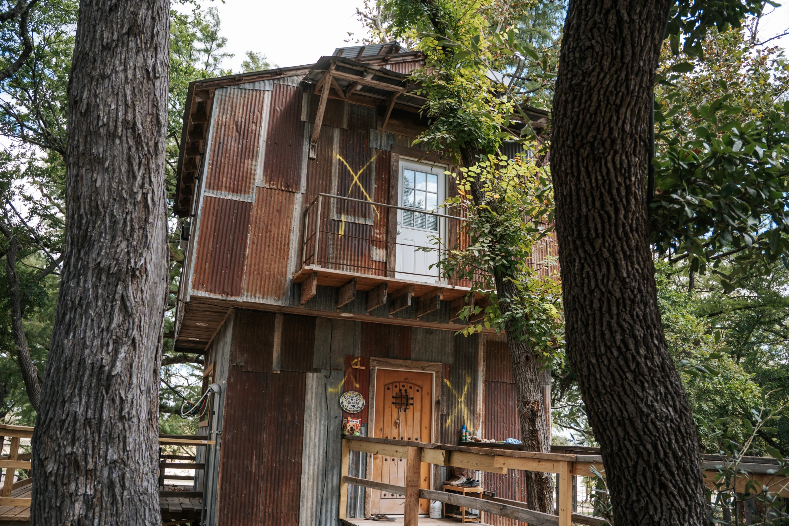 The Xs from search and rescue, still visible on Mark's home.